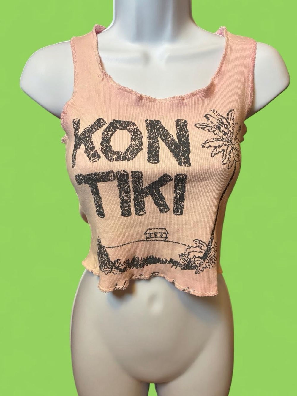 Riley Los Angeles ribbed pink cotton tank top. Up cycled. Kon tiki